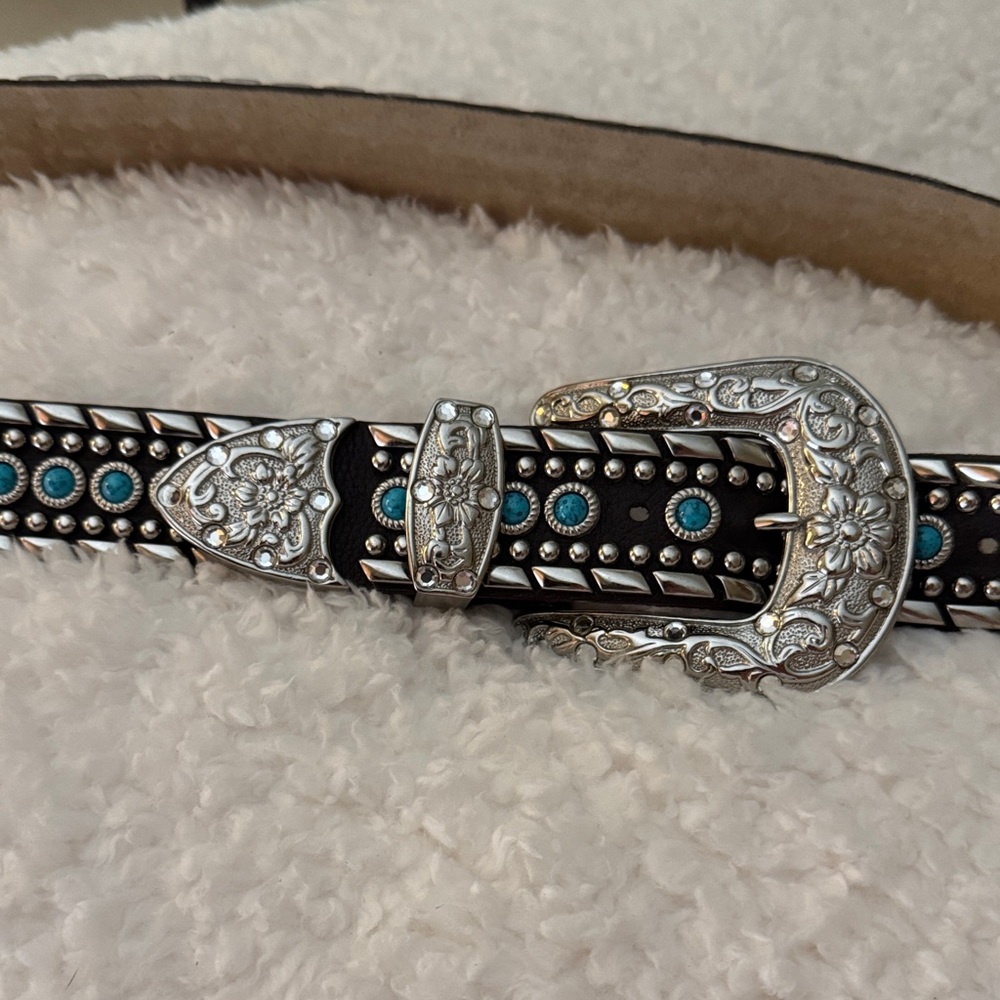 Silver and Turquoise Western Belt